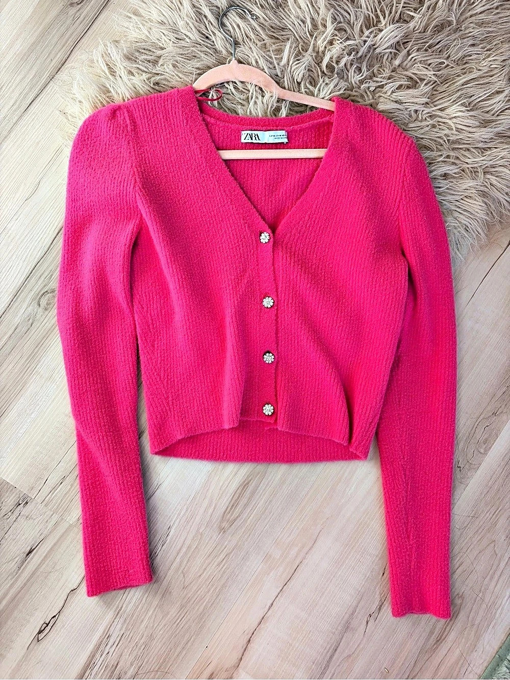 Zara Pink Button-Front Cardigan Size Medium